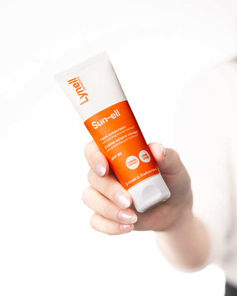 Tube éco-plastique Sun-ell crème solaire visage SPF 50 — made in Switzerland, Lynell
